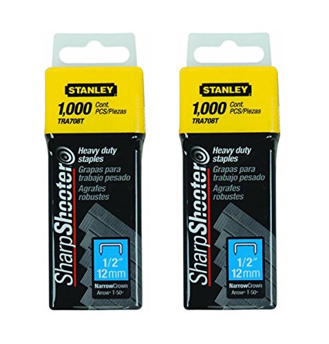Image of TRA708T Sharpshooter 1,000 1 /2 inch 12MM steel narrow crown staples T-50 (2 Pack)