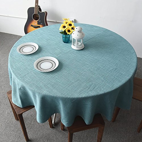 Grande nappe ronde de Noël en coton et lin au design uni haut de gamme