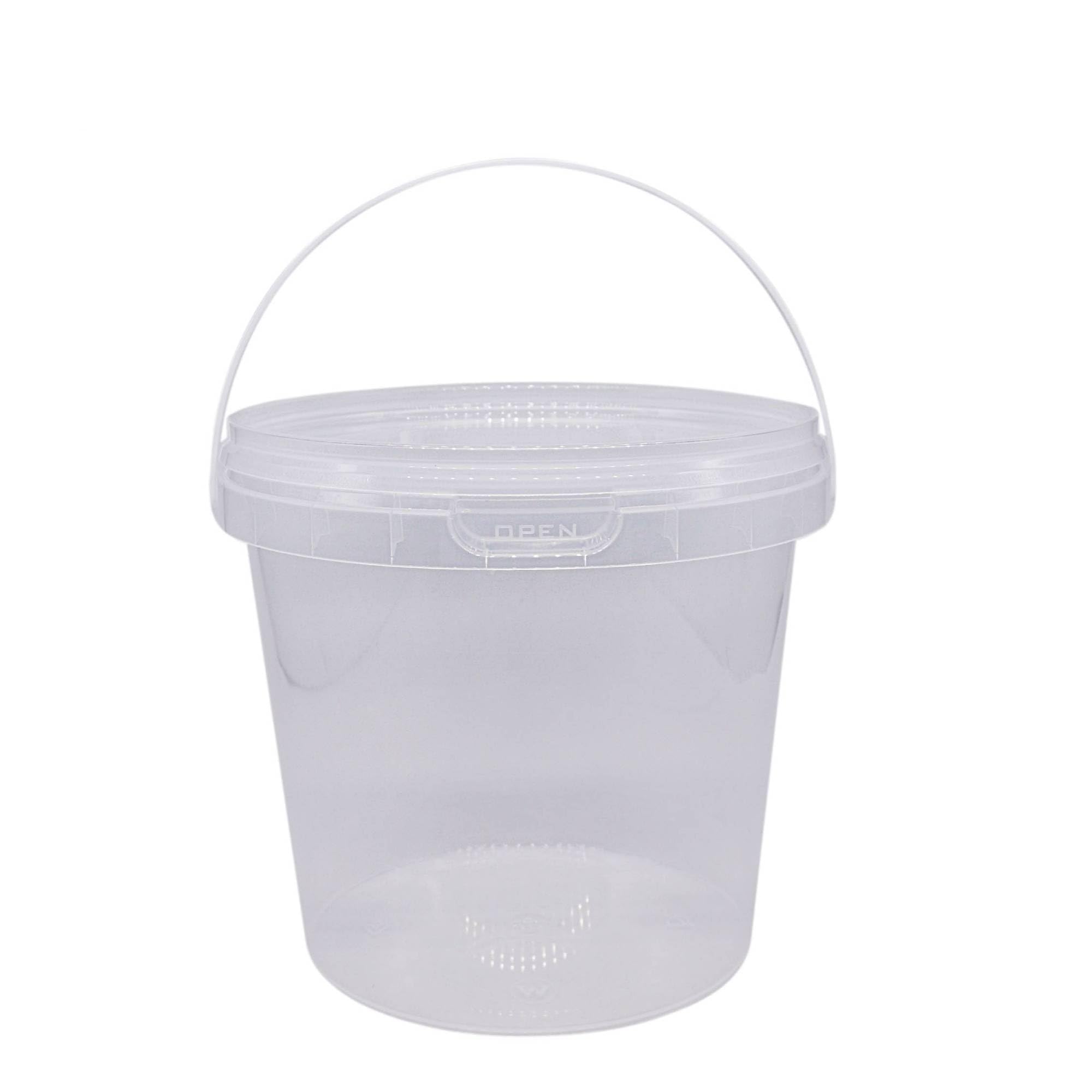 SKIR'CO 40 Stück Kunststoff-Lebensmitteleimer mit Deckel, 1 Liter wiederverwendbare Frischhaltedosen mit Griffen, transparenter Kunststoff, 1000 ml Eimer Küche, Haushalt & Wohnen