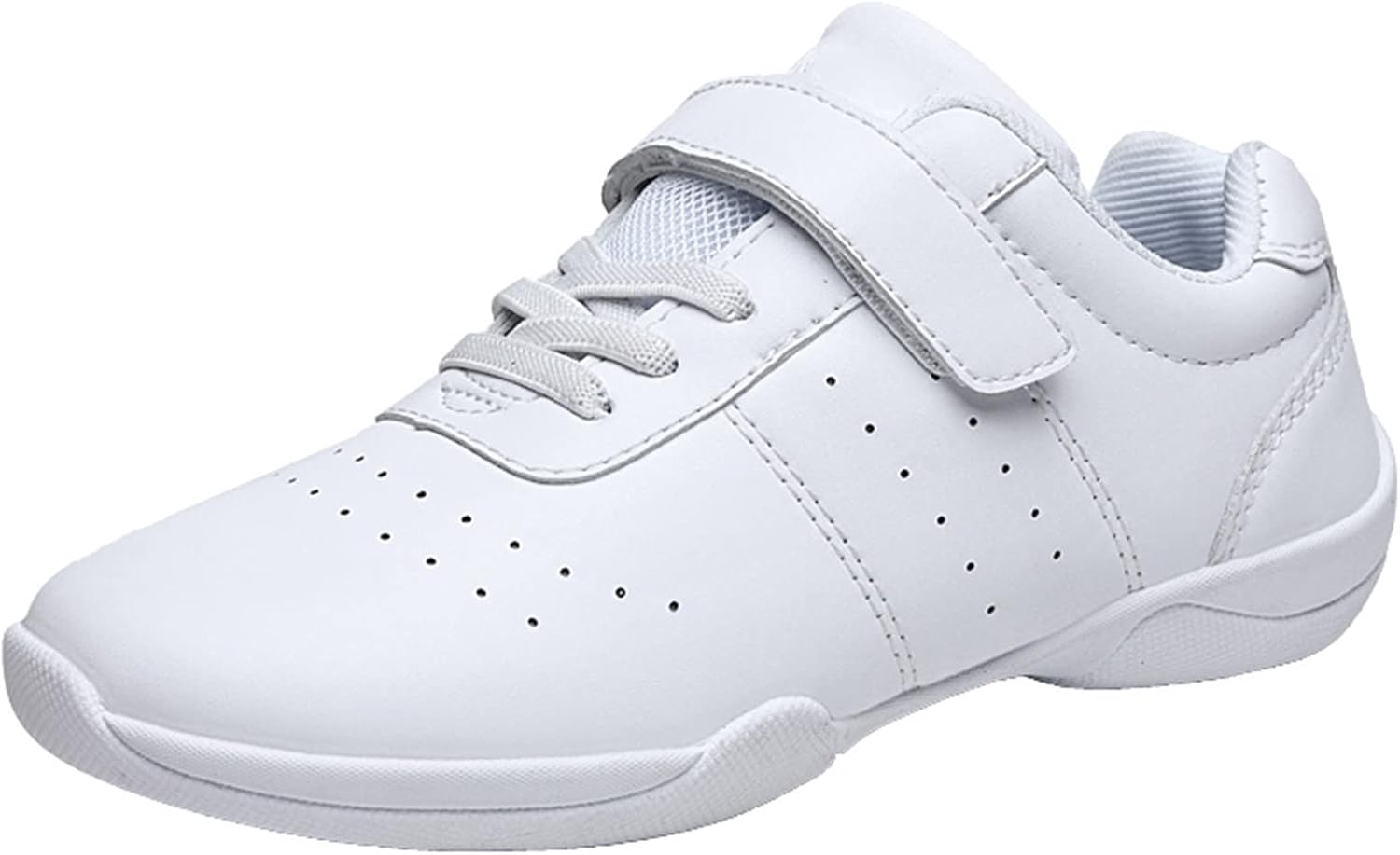 Girls Dance Shoes Full Sole Gymnastic Cheerleading Shoes Hook-Loop Leather Soft Bottom Anti-Slip