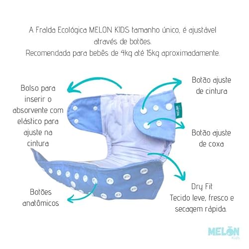 Fralda Ecológica Com Absorvente Azul Fosco