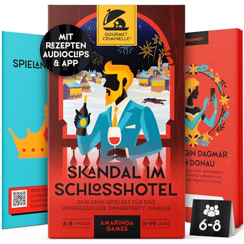 Gourmet Criminelle Krimidinner für zuhause | 6 bis 8 Personen | Mysteriöser Mordfall für Deine Dinnerparty [Skandal im Schlosshotel]