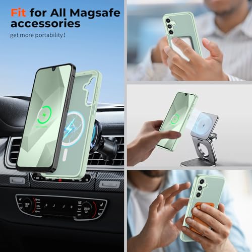 Image of SUPFINE Magnetic for Samsung Galaxy A16 5G Case with Screen Protector, (Built-in Magnets) (Military Grade Drop Protection) Slim Translucent Shockproof Phone Case,Light Green