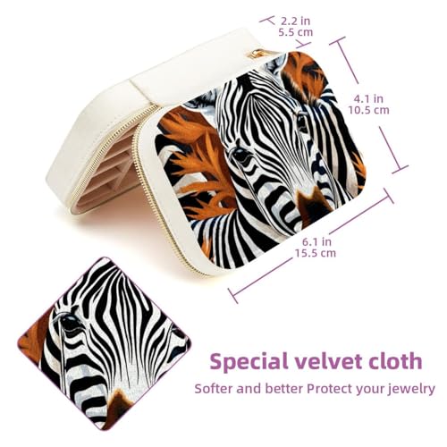 Boîte à bijoux zèbre double couche pour bagues et colliers