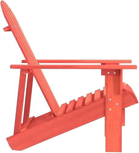 Miniatura 4 de Red Adirondack Chair for Patio, Solid Fir Wood Outdoor Lounge Seating, Ergonomic Garden Chair, Weather-Resistant Lawn Furniture for Relaxing