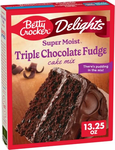 Image of Betty Crocker Delights Super Moist, Triple Chocolate Fudge, Cake Mix, 13.25 oz (Pack of 12)
