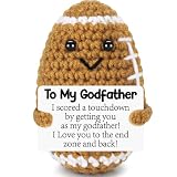 BiuNiuring Mini Funny Godfather Gifts from Godkids, Handmade Crochet Mini Football Godfather Birthday Gifts from Godchild Goddaughter Godson, Goddad Present for Father's Day Cute Desk Decor
