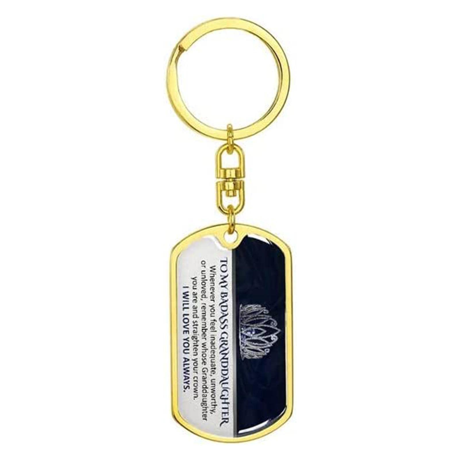 Gimocool Gold Keepsake For Granddaughter Keychain, To My Badass Granddaughter Keychain Keepsake Gift, Personalized Birthday Gifts, 4 Colors