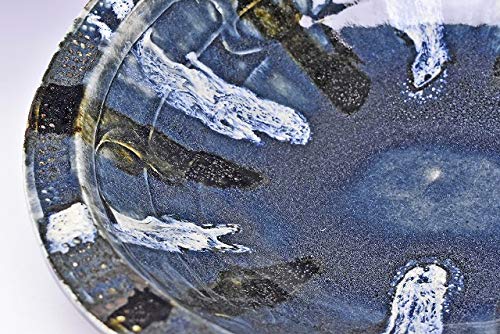 Amazon.co.jp: 武内晴二郎紋押流掛呉須釉大鉢共箱栞尺越え36cm