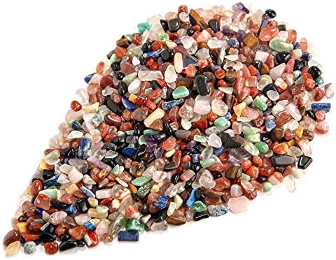 FORBY Assorted Stone Tumbled Chips Stone Crushed Crystal Quartz Irregular Shaped Stones for Home Decorative Stones Vases Plants Succulents Cactus 1pound(About 460 Gram)