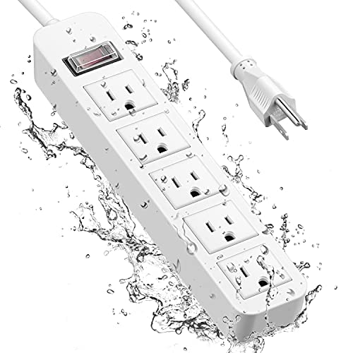 Upgraded Outdoor Power Strip Weatherproof, 5Ac Outlets And 6Ft Long Extension Cord Ipx4 Waterproof Overload Protection Surge Protector For Baby Room/ Bathroom/ Patio/ Kitchen/ Garden, Ul Certification #TOP21