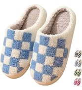 HIPINISS Checkered Slippers House Slippers for Women Men Funny Fluffy Slippers Memory Foam Womens...