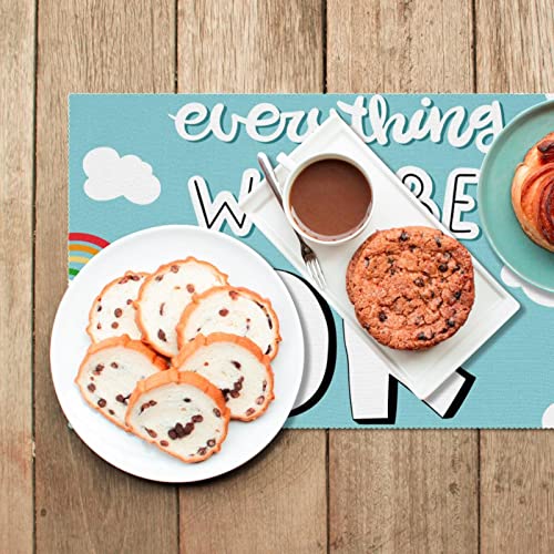 Set de table antidérapant Everything-Will-Be-Ok bleu contre les brûlures