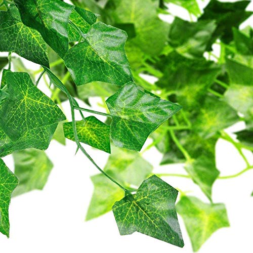 12 fili ogni 2,1 m artificiale foglia di edera ghirlanda di piante finte da appendere, verde per matrimoni, feste, giardino, decorazione da parete all'aperto (12, verde