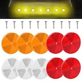 smseace 10pcs Red/Yellow/White Round Reflector with Center Mounting Hole with 10pcs #8x3/4''(M4x20mm