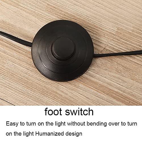 Lámpara de piso de diseño elegante con poste metálico y pantalla textil colgante 6