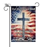 Patriotic 4th of July Garden Flag Cross Vertical Double Sided Patriotic USA Flag Memorial Day Independence Day Burlap Yard Lawn Outdoor Decor 12x18 Inch