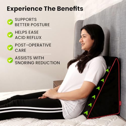Image of Dr.Ortho Wedge Cushion for Sleeping & Acid Reflux Relief | Orthopedic Wedge Cushion for Leg Elevator | High Resilience Foam | Memory Foam Pillow |Pregnancy | GERD - (Black, 17.5L X 16.5H X 10W Inch)