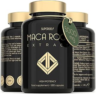 Maca Root Capsules 5000mg - High Strength 180 Maca Root Tablets for Men and Women - Black & Yellow Macca Root Powder Extract - Natural Plant-Based Booster Supplement - UK Made & Vegan