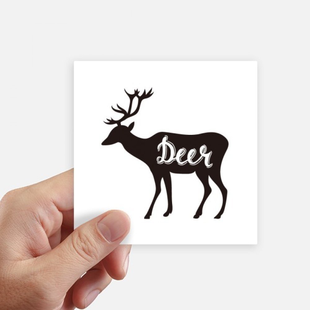 Autocollant cerf noir et blanc 10 cm sticker carré pour ordinateur pc moto et déco murale 8pcs