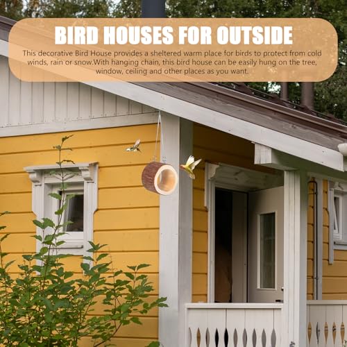 Nidification maison à oiseaux en bois suspendu pour abriter les petits oiseaux - 4