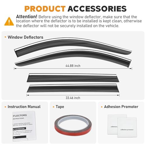 Image of Shatterproof Taped-On Window Deflectors for Honda CR-V 2023-2026 with Chrome Trim, Rain Guards, Window Visors for Car, Vent Deflector, 4pcs