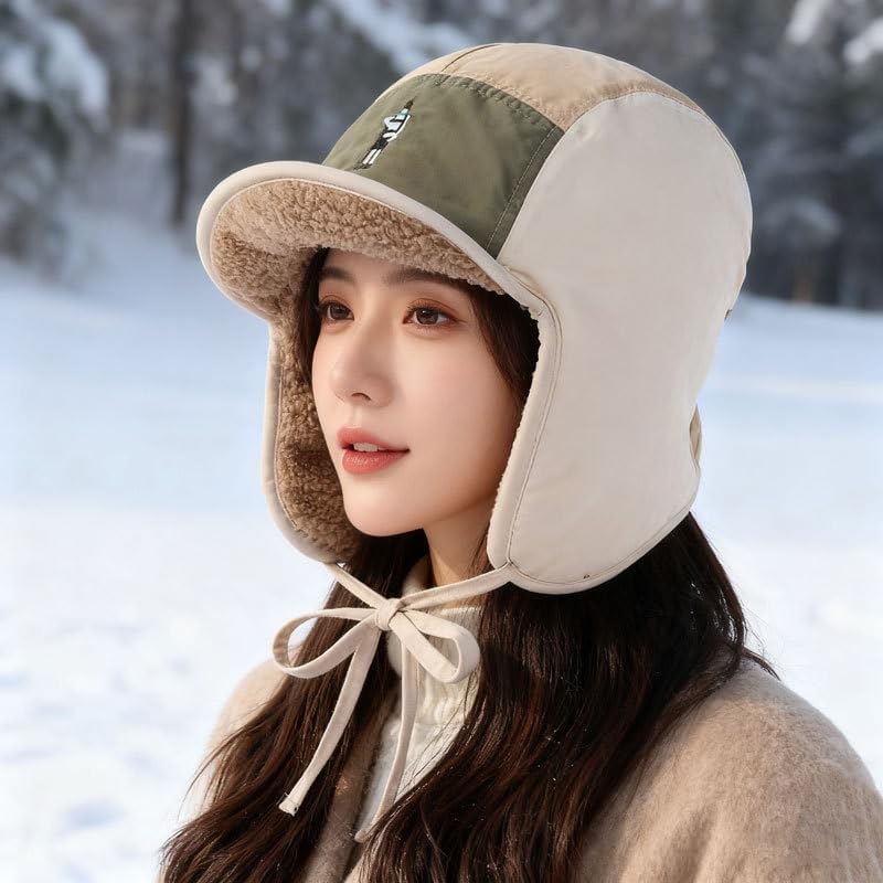 Autumn and Winter Lei Feng hat Warm Cold Color Matching Embroidery Versatile Ear Protector Flying hat
