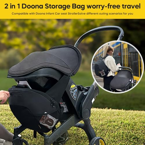 mamatepe Storage Bag Compatible with Doona Infant Car Seat, Organizer Bag,Wearable Backpack for Baby Travel,Stroller Bag for Doona Car Seat & Stroller (Black)