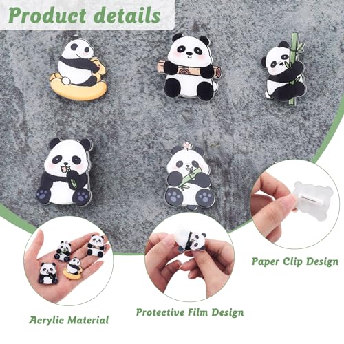 Image of 6Pcs Cute Panda Pins for Backpacks Acrylic Brooch Pins for Women Cartoon Panda Bag Pins Aesthetic Badges Pin Lapel Pins Kawaii Accessories for Bags, Hoodies, Hats, Coats Christmas Gifts
