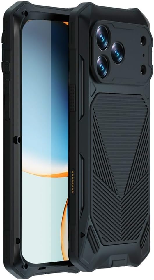 Metal Case for iPhone 17/17 Air/17 Pro/17 Pro Max, Protection Cover Kickstand Shockproof Anti-Slip Cool Shell Aluminum Guard All -Inclusive Camera(Red,17)