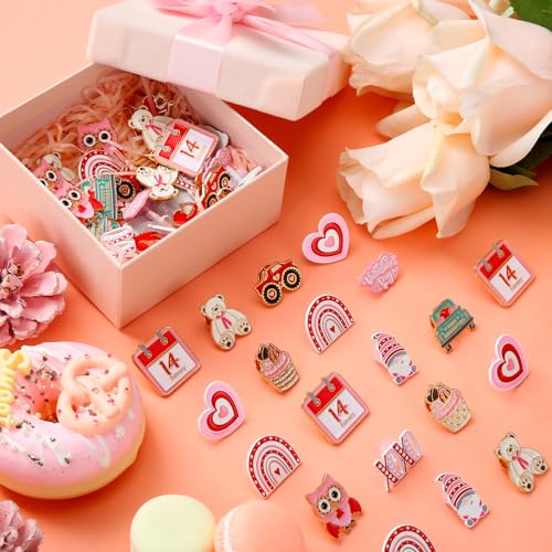 Image of Quelay 60 Pcs Valentines Lapel Pin Bulk Heart Gnome Cupid Enamel Pins Happy Valentines Decorations for Clothes Bags Backpack Jewelry Hat Jacket Decoration Party Favors Galentines Gifts
