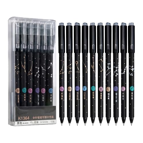 12 bolígrafos de gel borrables punta fina 0.35mm tinta negra