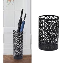 Umbrella Holder for Entryway,Umbrella Stand,Metal Hollowed Freestanding Round Umbrella Holder Organizer Bin,Multifunctional Umbrella Stand Indoor Centerpiece Vase Freestanding for Home BlackS