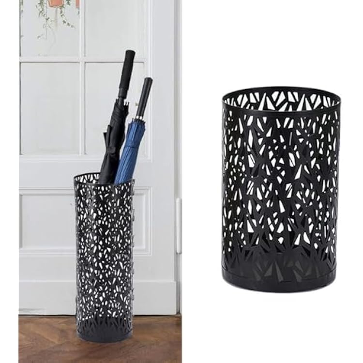 Umbrella Holder for Entryway,Umbrella Stand,Metal Hollowed Freestanding Round Umbrella Holder Organizer Bin,Multifunctional Umbrella Stand Indoor Centerpiece Vase Freestanding for Home (BlackS)