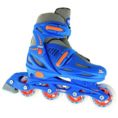 Crazy Skates Adjustable Inline Skates for Beginners - Fits 4 Sizes and Comes in Two Colors - Black or Blue