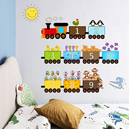 Amazon.com: Animal Train Wall Decals Number Monkey Wall Stickers for ...