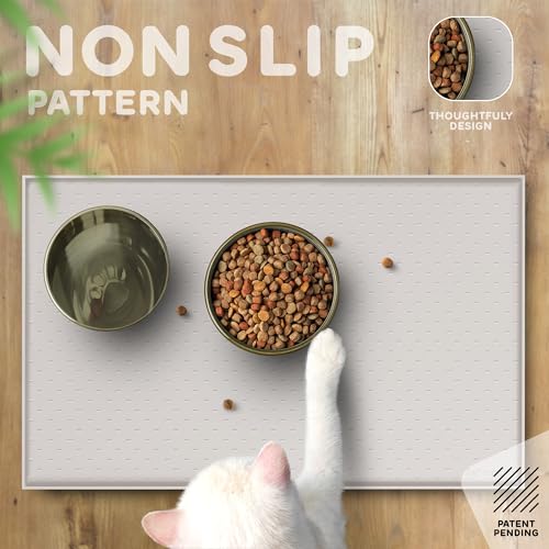 PETHAPPILY Tapete para Comida de Cachorro-Tapete Grande de Silicone para Comida de Estimação de 24 X