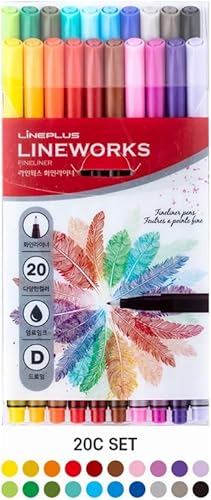 Miniatura 7 de LINEPLUS LINEWORKS - Juego de bolígrafos fineliner, 20 colores surtidos, punta de fibra de 0.012 in, flujo de tinta suave, bolígrafos de arte