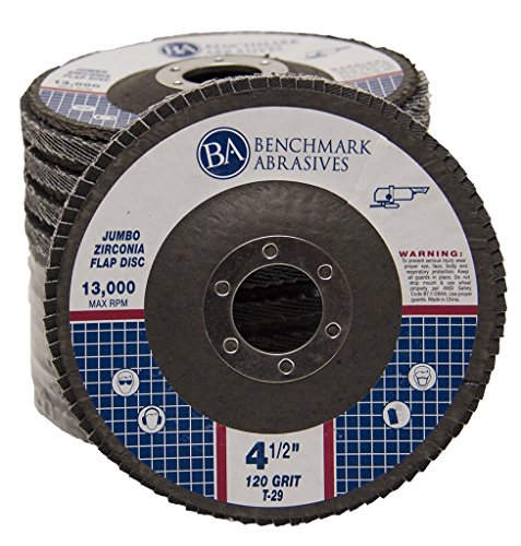 Benchmark Abrasives 4.5" x 7/8" Jumbo Zirconia Type 29 Flap Discs, High Density Sanding and Finishing Wheels for Angle Grinder, 120 Grit, 100-Count by Benchmark Abrasives - Image 2