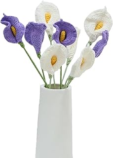 Handmade Crochet Calla Lily Flowers, Crochet Artificial Flowers, Calla Lily Flowers, Knitted Calla Lily Flowers for Bride Wedding Home Decor - 10 Pieces