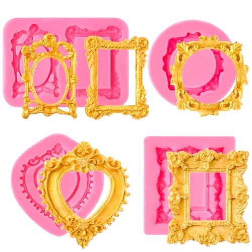 Puyeipt Photo Frame Silicone Fondant Molds, 4 Pack