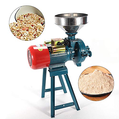 WUPYI Grinder Machine,220V 1500W Electric Dry Mill Grinder Machine Grain Mill Cereal Rice Grinder Corn Coffee Wheat Feed Mill Dry Cereals Grinder with Funnel, 1400r / min