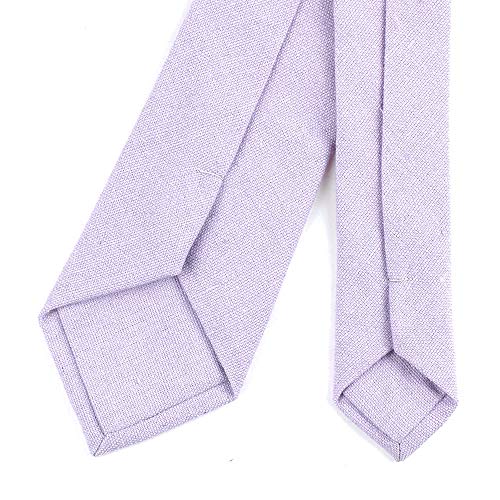 Image of Elfeves Men's Skinny Solid Color Tie Causal Cotton Linen Narrow Slim cut Necktie