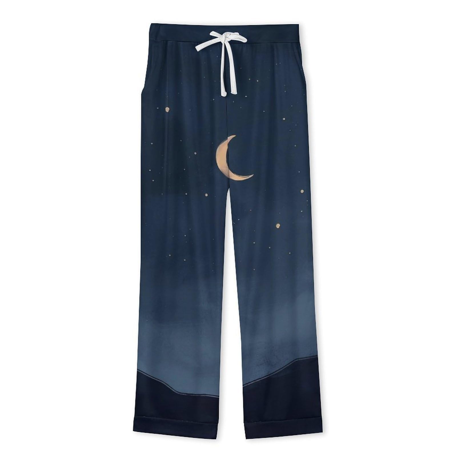 OLEETS Pigiama A Maniche Lunghe da Uomo - Luna E Cielo Stellato Top E Pantaloni in 2 Pezzi Pigiama Casual E Ampio A Maniche Lunghe Morbido Autunnale E Invernale.