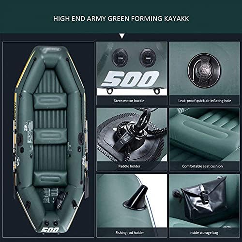 Spacmirrors Heavy Duty Inflatable Kayak for Adults, PVC Inflatable Dingy Boat for Boating Fishing or Playing on Lakes Rivers, Kayak, Dinghies, 192*108*38cm
