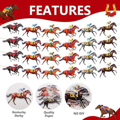 Arosche Kentucky Horse Racing Derby Banner 4pcs Pre-Assembled Run for the Roses Garland Kentucky Decorations Derby Hanging Banners Sign Party Decorations for Mantle,Porch,Party Supplies by Arosche - Image 2