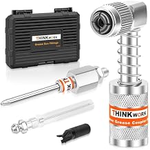 THINKWORK 4PC Quick Connect Greasing Accessory Kit, Grease Gun Couplers with 90 Degree Grease Coupler, Reach Any Grease Fitting on Any Machine, High-Hardness Storage Box Keeps Tools Clean and Portable