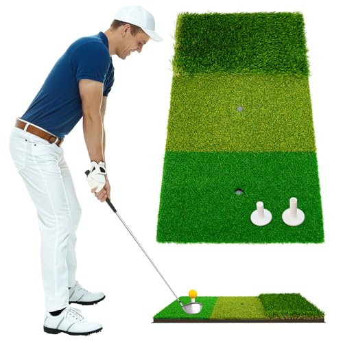 3-in-1 Golf Hitting Mat Indoor/Outdoor Golf Practice Mat Portable &