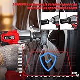 Huini 3 in 1Cordless Impact Wrench,3400RPM Electric Wrench,1/2" Brushless Power Impact Gun, Max Torque 550N.m with 4 Sockets, 12PCS Screwdriver Bits, 4.0Ah Battery & Carry Box for Car Home Projects - Image 4