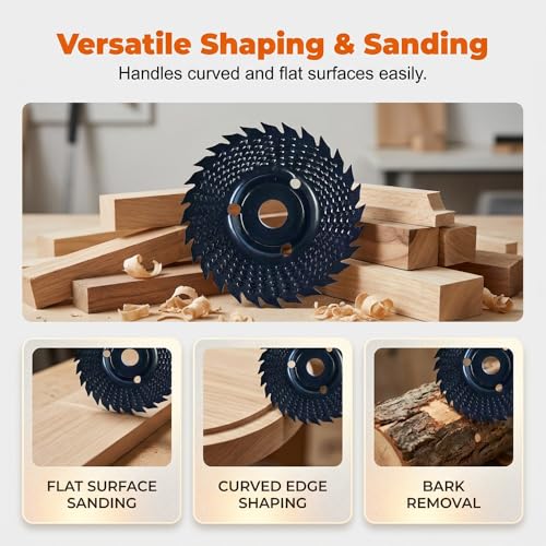 Image of 3PCS Wood Carving Disc Set, 2026 New Carbon Steel Grinding Wheel for Angle Grinder 4 inch & 4.5 inch, Wood Sanding Disc Attachment for Shaping, Cutting, Polishing, Surface Finishing (5 Pcs)